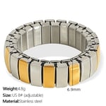 Gold & Silver / One size / 1 Piece Simple Series Punk Patchwork Stainless Steel  Gold Color Women's Minimalist Rings 